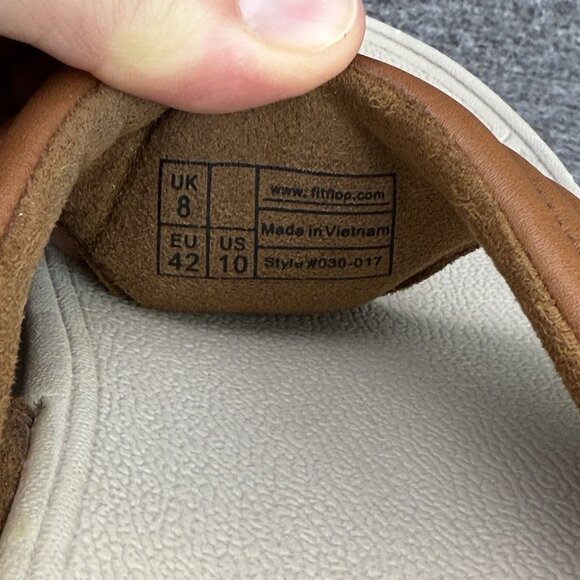 ✅Fitflop Sandals Woman’s 10 Walkstar III #030-017 Brown Leather Thong Flip Flops - Picture 2 of 9